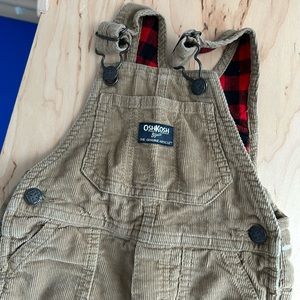 OshKosh B’gosh buffalo plaid flannel lined overalls